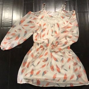 Feather pattern boho chic dress